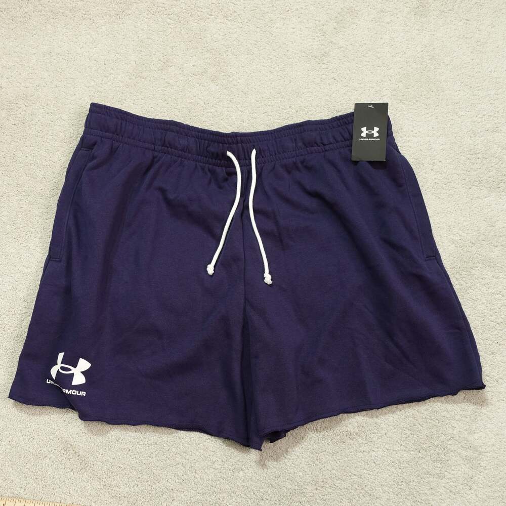 NWT Under Armour Mens UA Rival Terry 6" Activewear Shorts Loose Fit Navy Sz 2XL